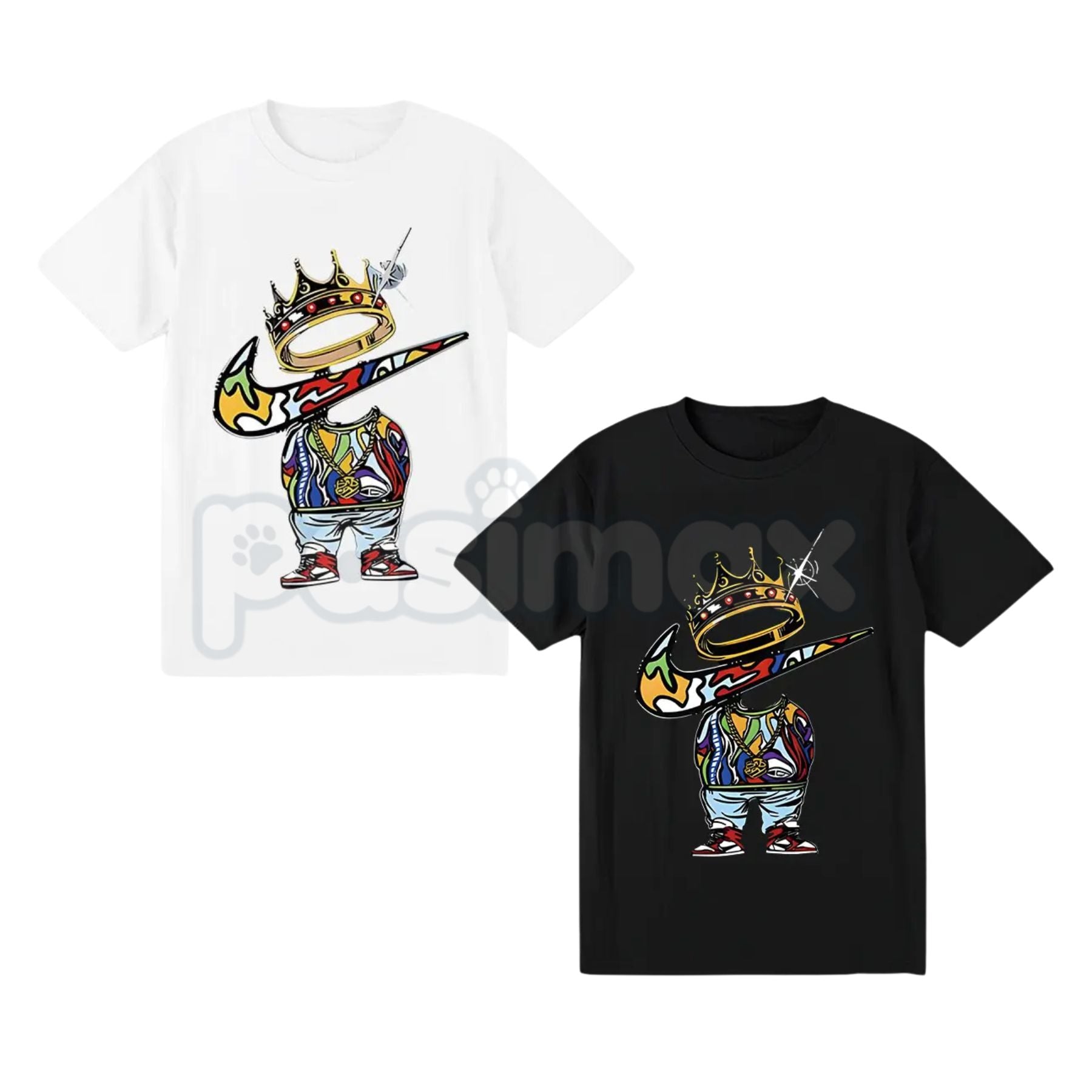 Pasimax Men's Vintage Cartoon Print Graphic Tee - Retro Streetwear Crewneck T-Shirt, Premium 100% Cotton Menswear Top, 90s Ae