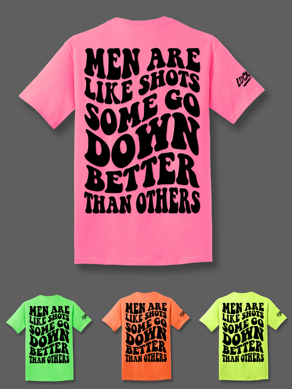 Luckless Outfitters Some Go Down Better Tee — detail close-up