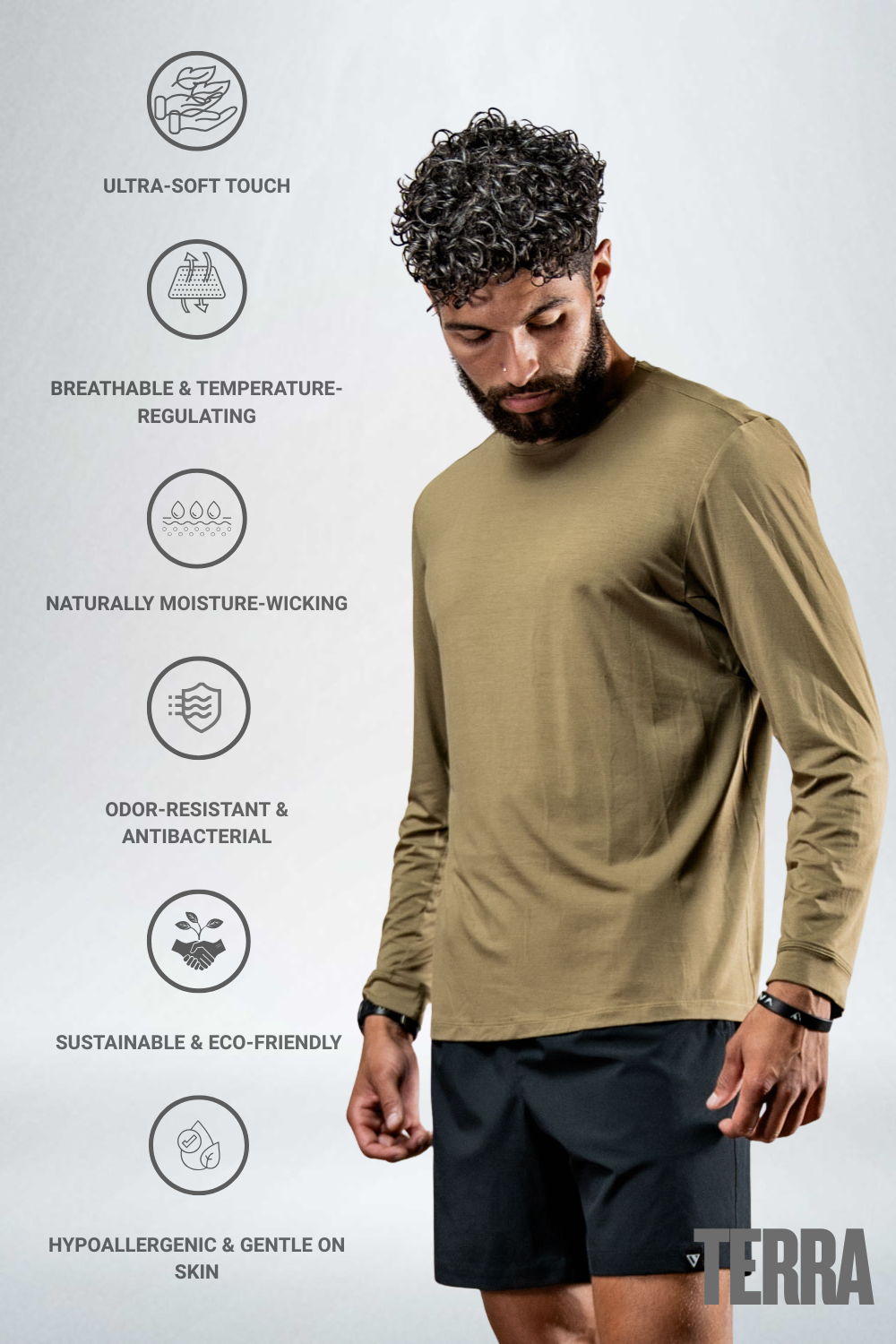 Varlo Men's Terra Recovery Field Shirt (Timber) — detail close-up