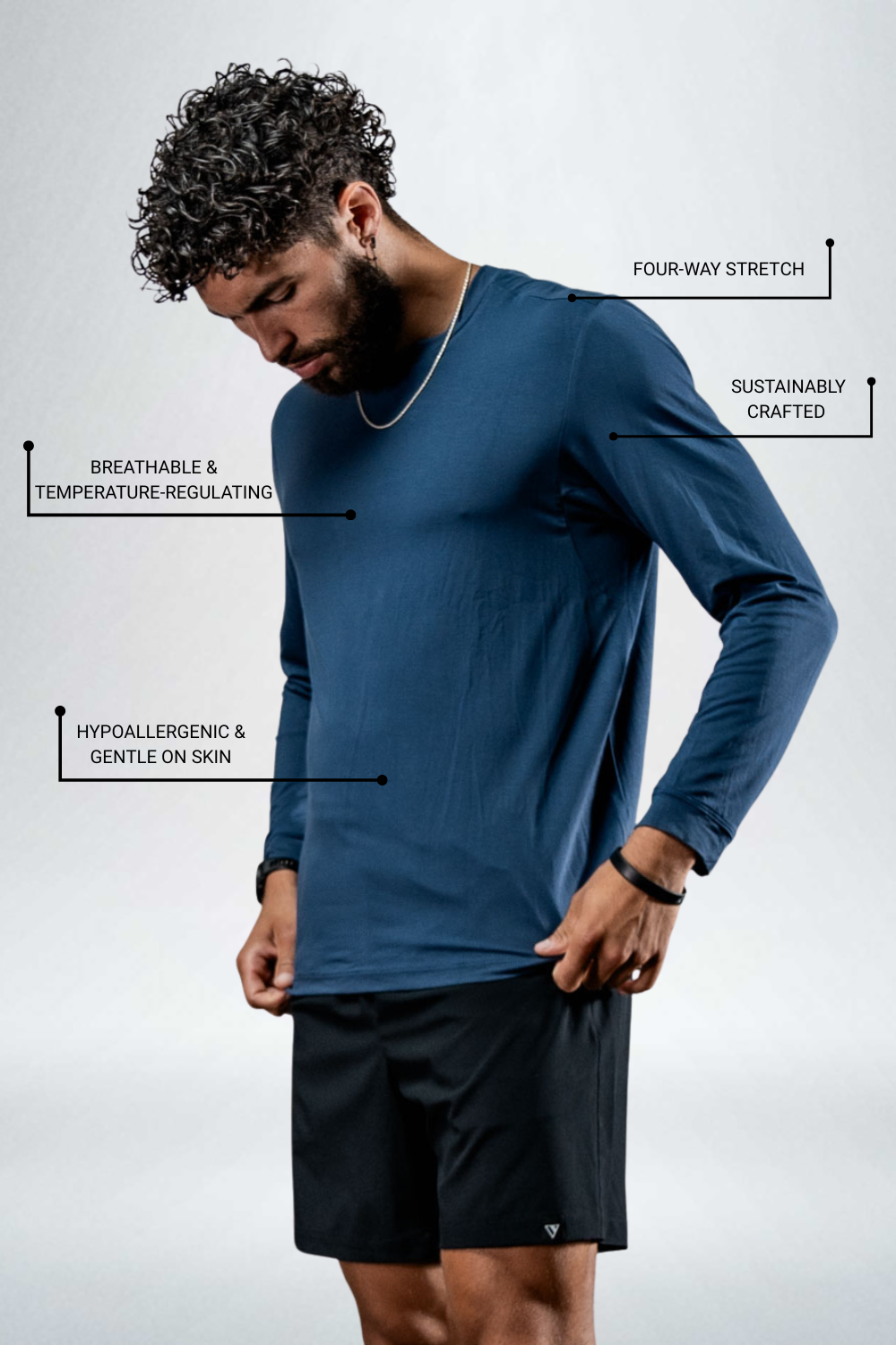 Varlo Men's Terra Recovery Field Shirt (Deepline Blue) — lifestyle context