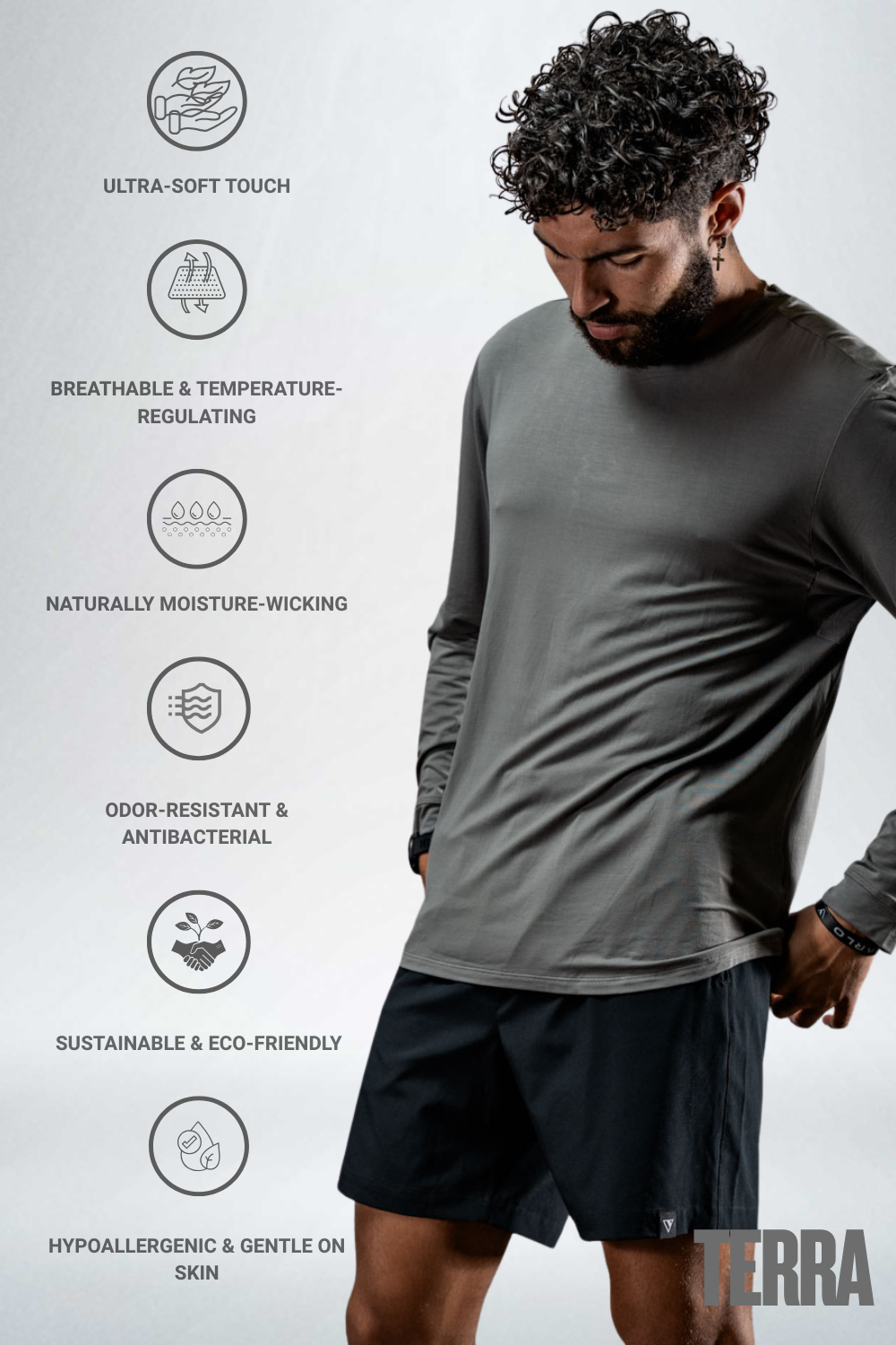 Varlo Men's Terra Recovery Field Shirt (Stone Gray) — Gray detail