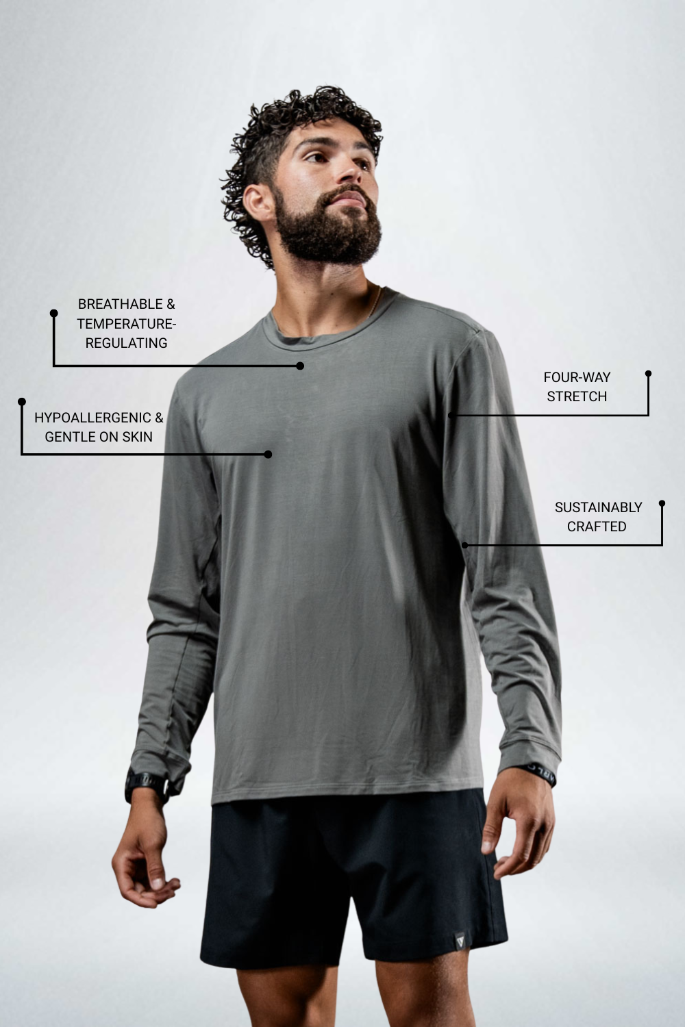Varlo Men's Terra Recovery Field Shirt (Stone Gray) — long sleeve shirt category context