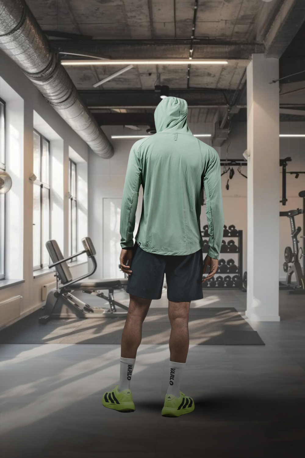 Varlo Men's Terra Recovery Element Hoodie Shirt (Low Light Olive) — flat-lay composition