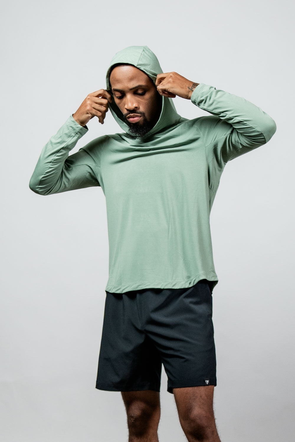 Varlo Men's Terra Recovery Element Hoodie Shirt (Low Light Olive) — back view