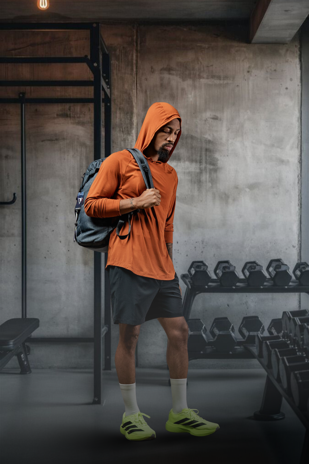 Varlo Men's Terra Recovery Element Hoodie Shirt (Sunfire Clay) — Varlo branding close-up