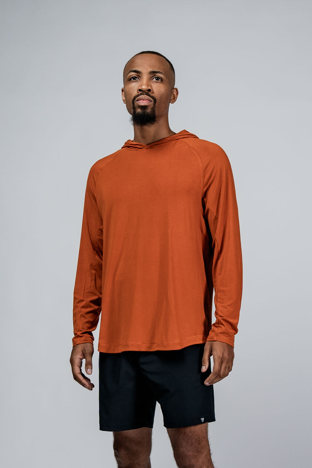 Varlo Men's Terra Recovery Element Hoodie Shirt (Sunfire Clay) — lifestyle worn / used context