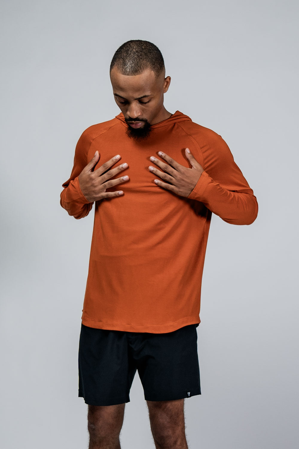 Varlo Men's Terra Recovery Element Hoodie Shirt (Sunfire Clay) — detail shot 6