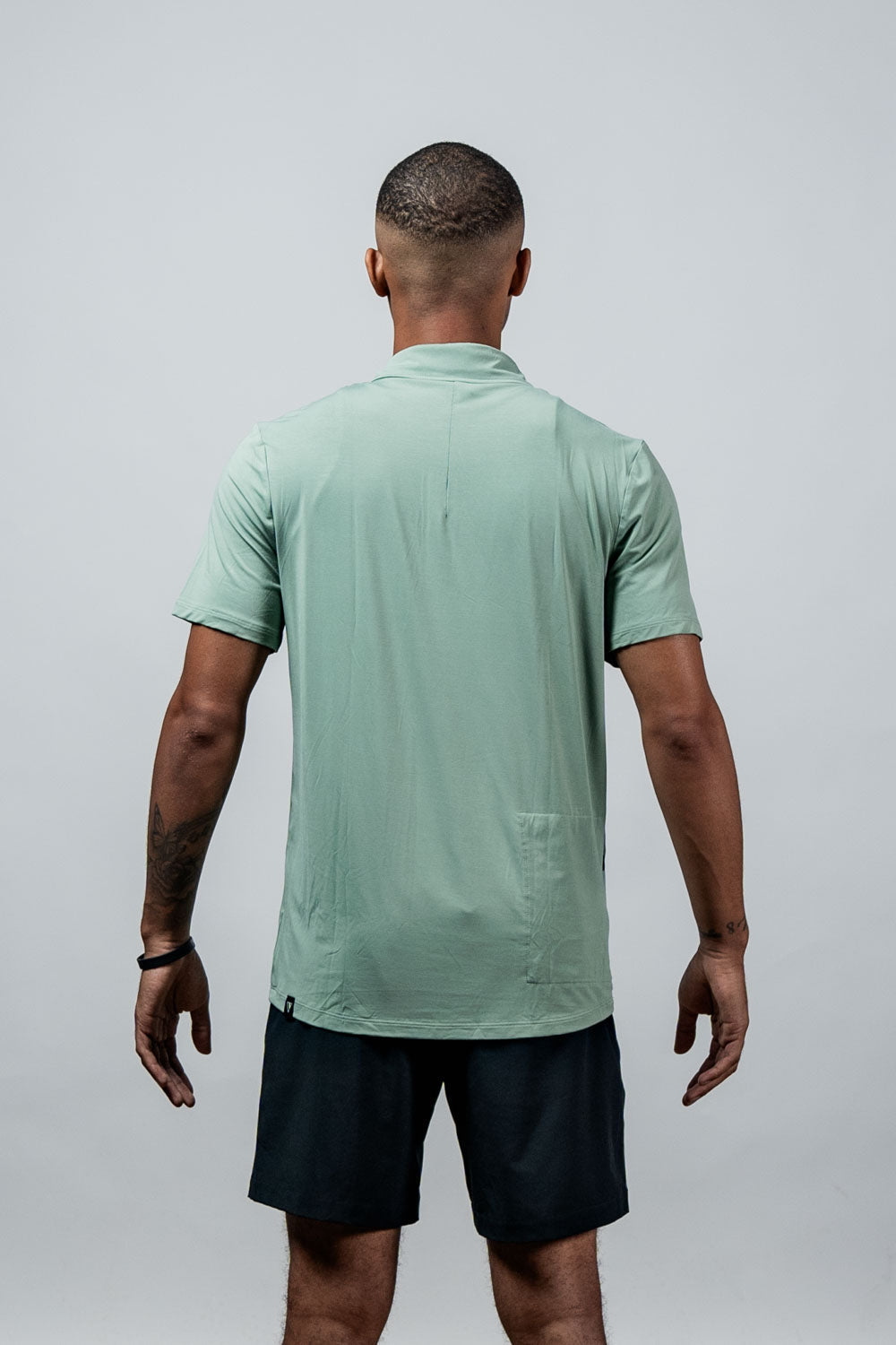 Varlo Men's Terra Recovery Polo (Low Light Olive) — back view