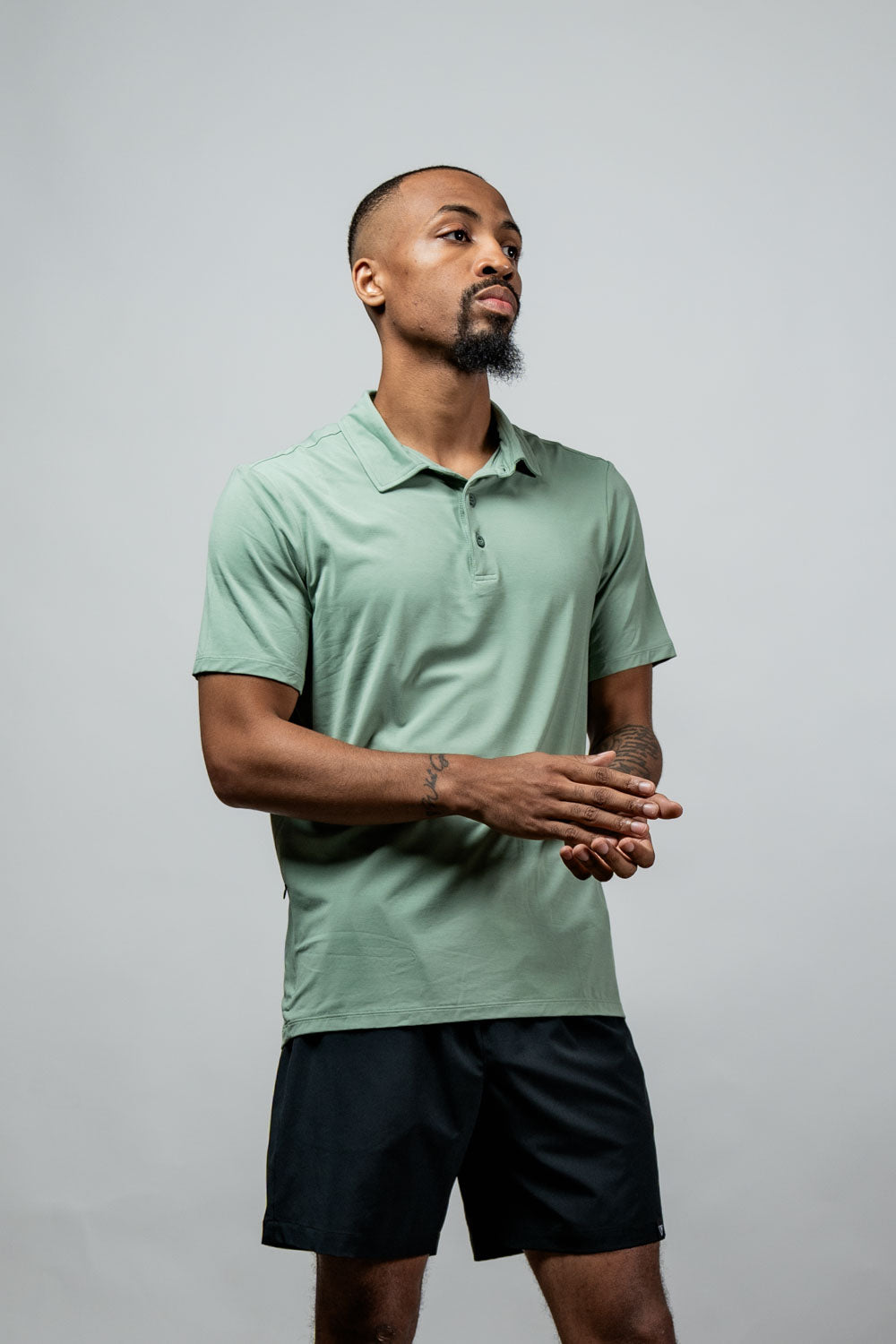 Varlo Men's Terra Recovery Polo (Low Light Olive) — size reference