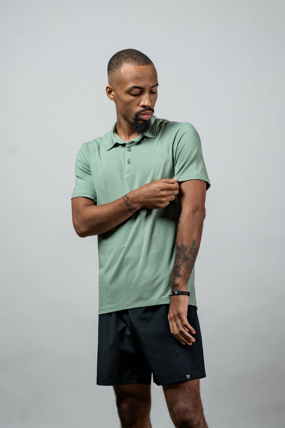 Varlo Men's Terra Recovery Polo (Low Light Olive) — comparison shot