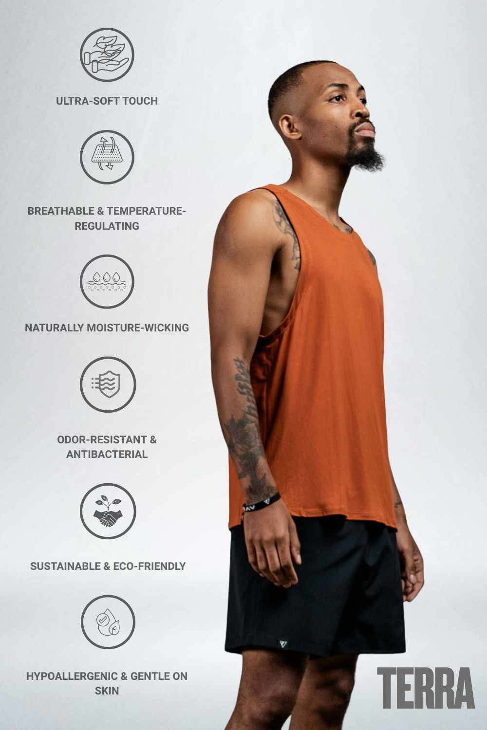 Varlo Varlo Men's Terra Recovery Tank (Sunfire Clay) — detail close-up