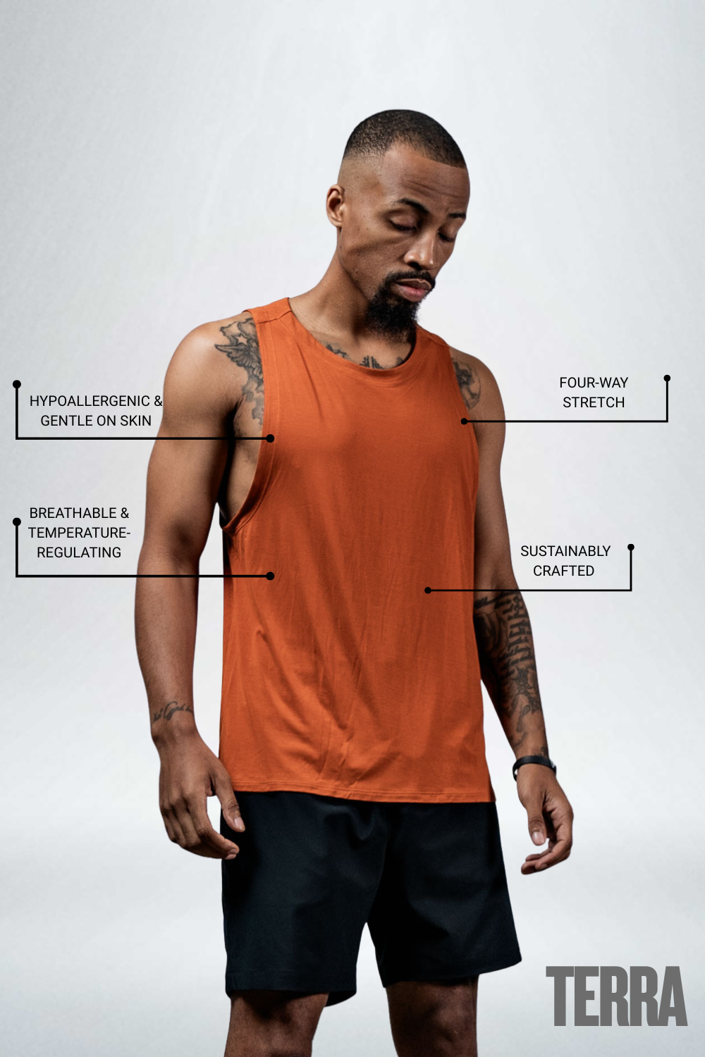 Varlo Varlo Men's Terra Recovery Tank (Sunfire Clay) — lifestyle context