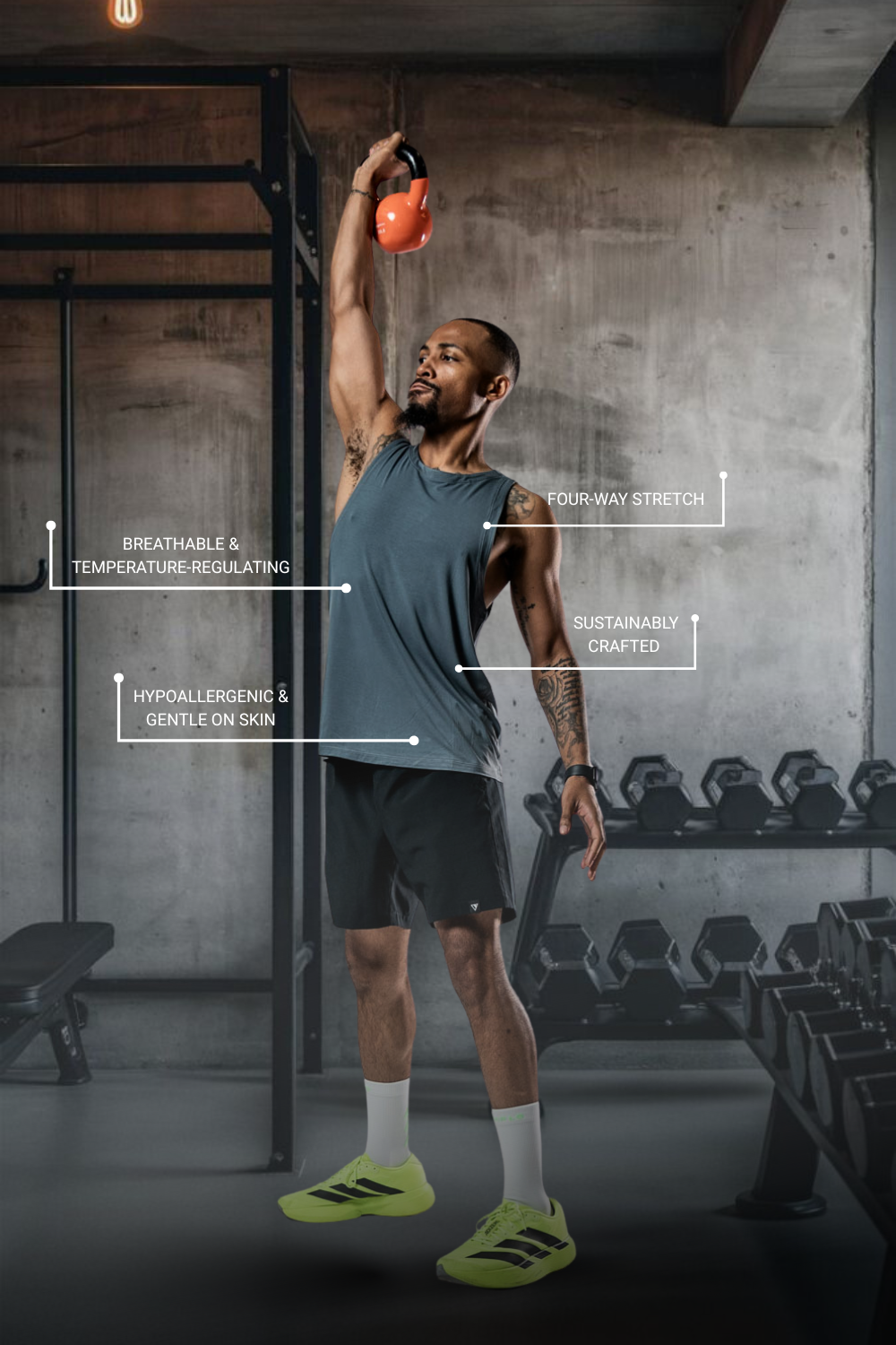 Varlo Men's Terra Recovery Tank (Ash Gray) — Varlo branding close-up