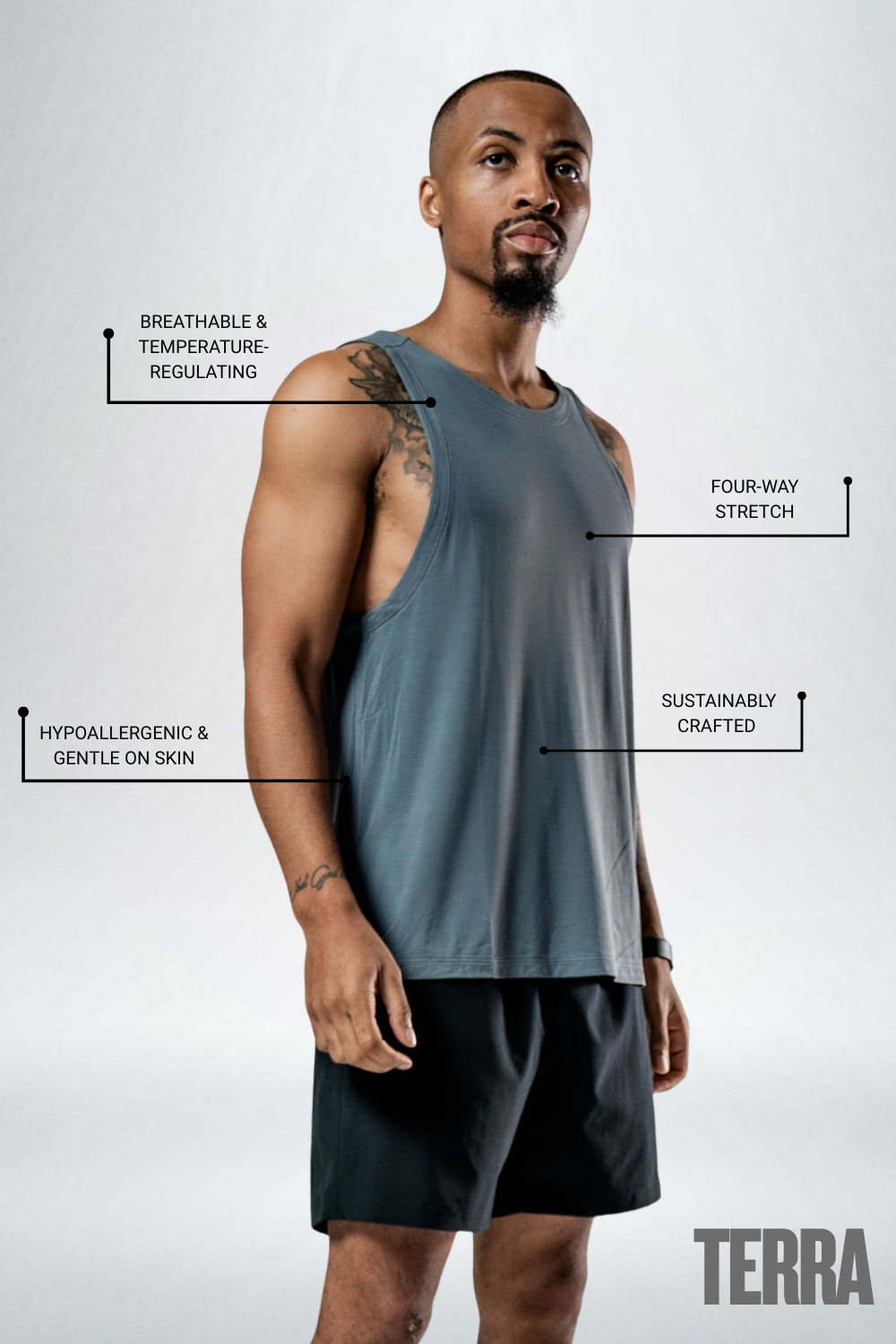 Varlo Men's Terra Recovery Tank (Ash Gray) — tank top category context