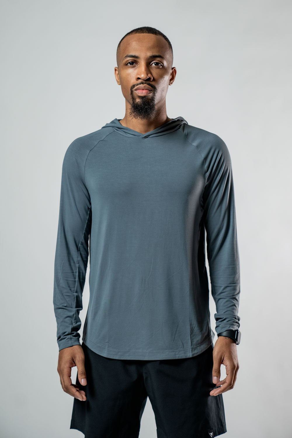 Varlo Men's Terra Recovery Element Hoodie Shirt (Ash Gray) — in-use photo