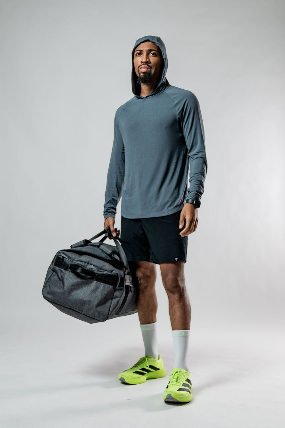 Varlo Men's Terra Recovery Element Hoodie Shirt (Ash Gray) — product on model