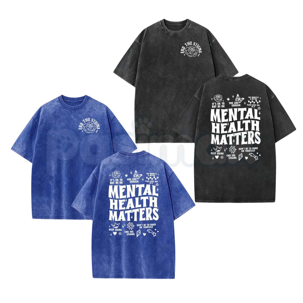 Mental Health Matters T-Shirt – Inspirational Kindness Graphic Tee, Vintage Washed Lightweight Cotton Wellness Unisex Streetwear Top