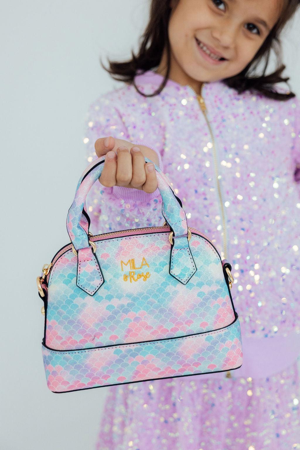 Mila & Rose ® Mermaid Glitter Girl's Crossbody Purse — detail close-up