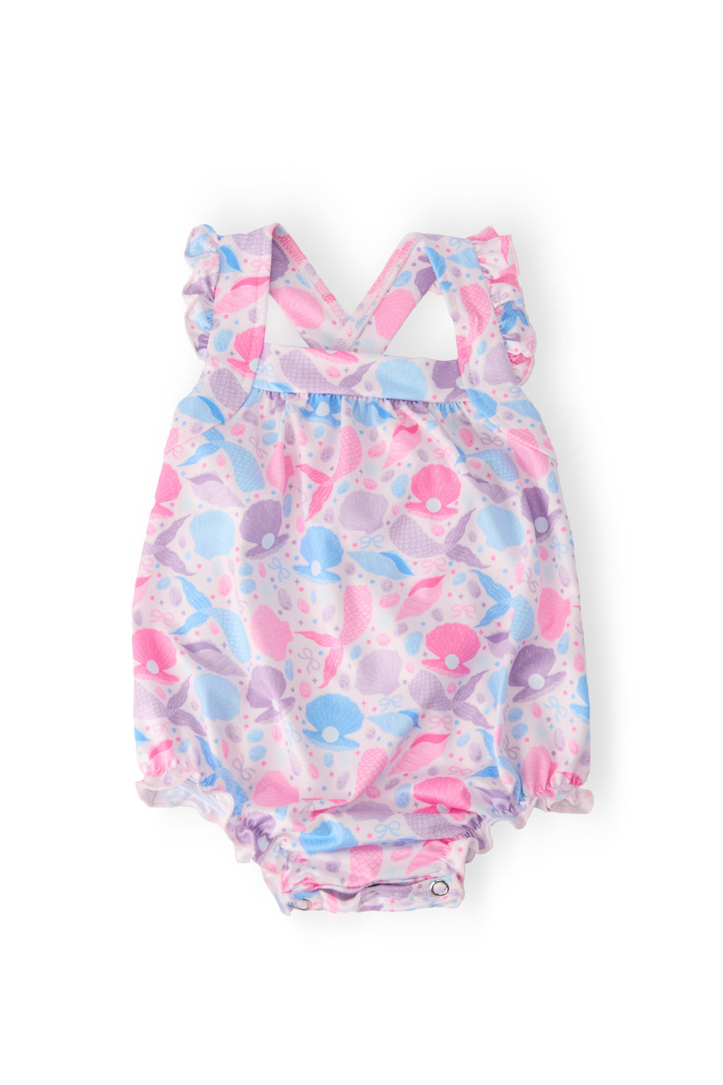 Mila & Rose ® Mermaid Tails Ruffle Cross Back Romper — main product shot