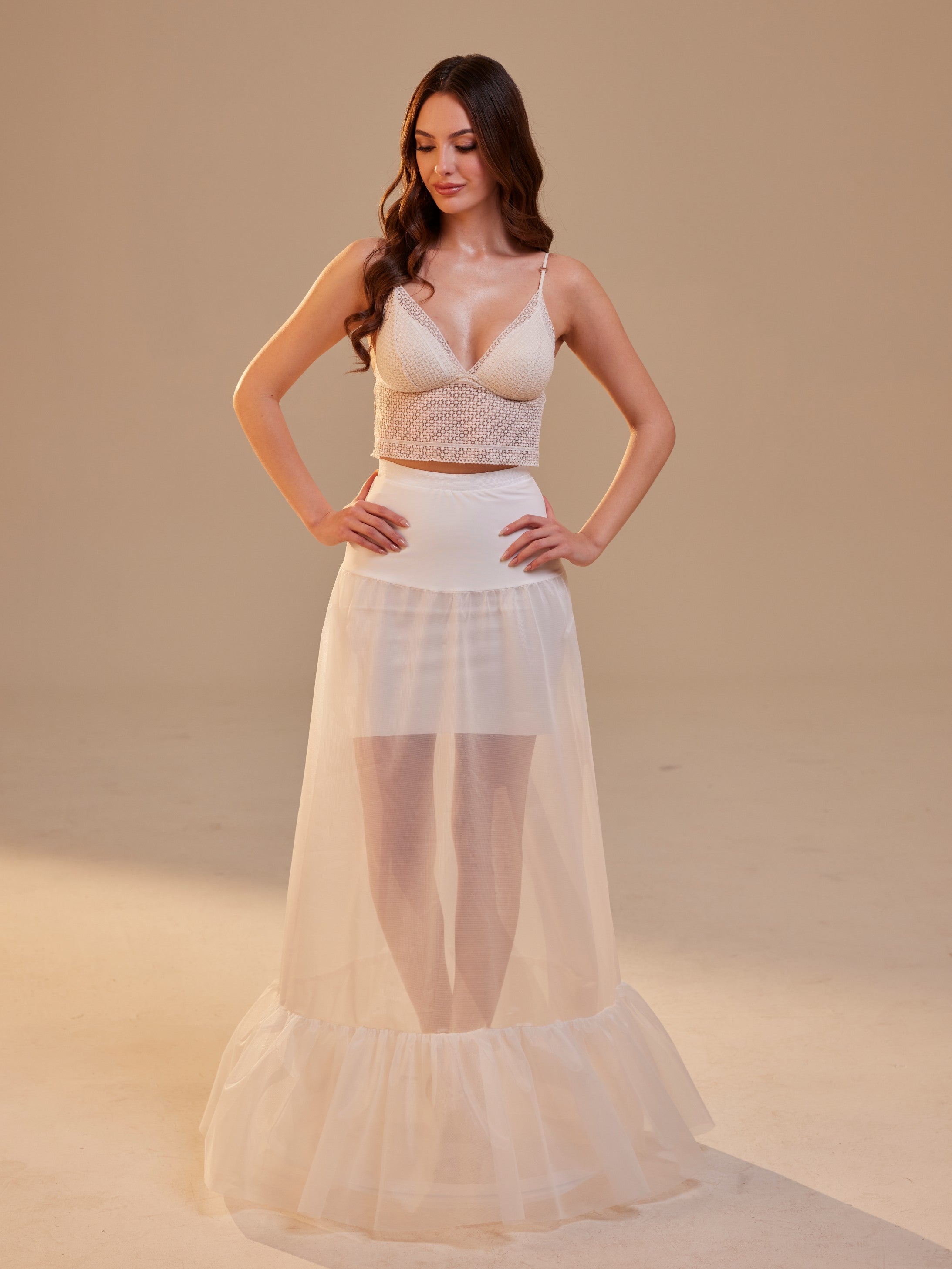Mermaid Petticoat Skirt with Waist Corsage , Bridal Crinoline Slip – Bridal Port, view 3