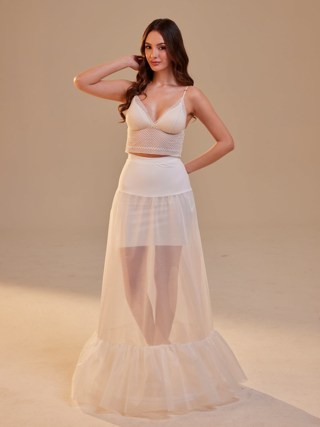 Mermaid Petticoat Skirt with Waist Corsage , Bridal Crinoline Slip – Bridal Port, view 6