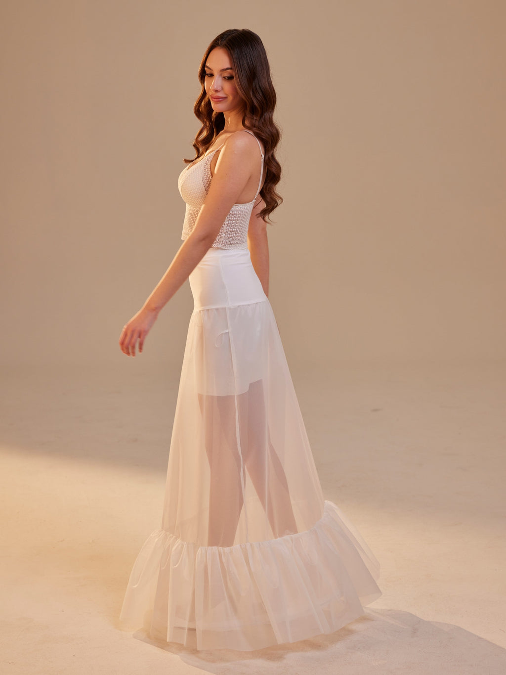 Mermaid Petticoat Skirt with Waist Corsage , Bridal Crinoline Slip – Bridal Port, view 7