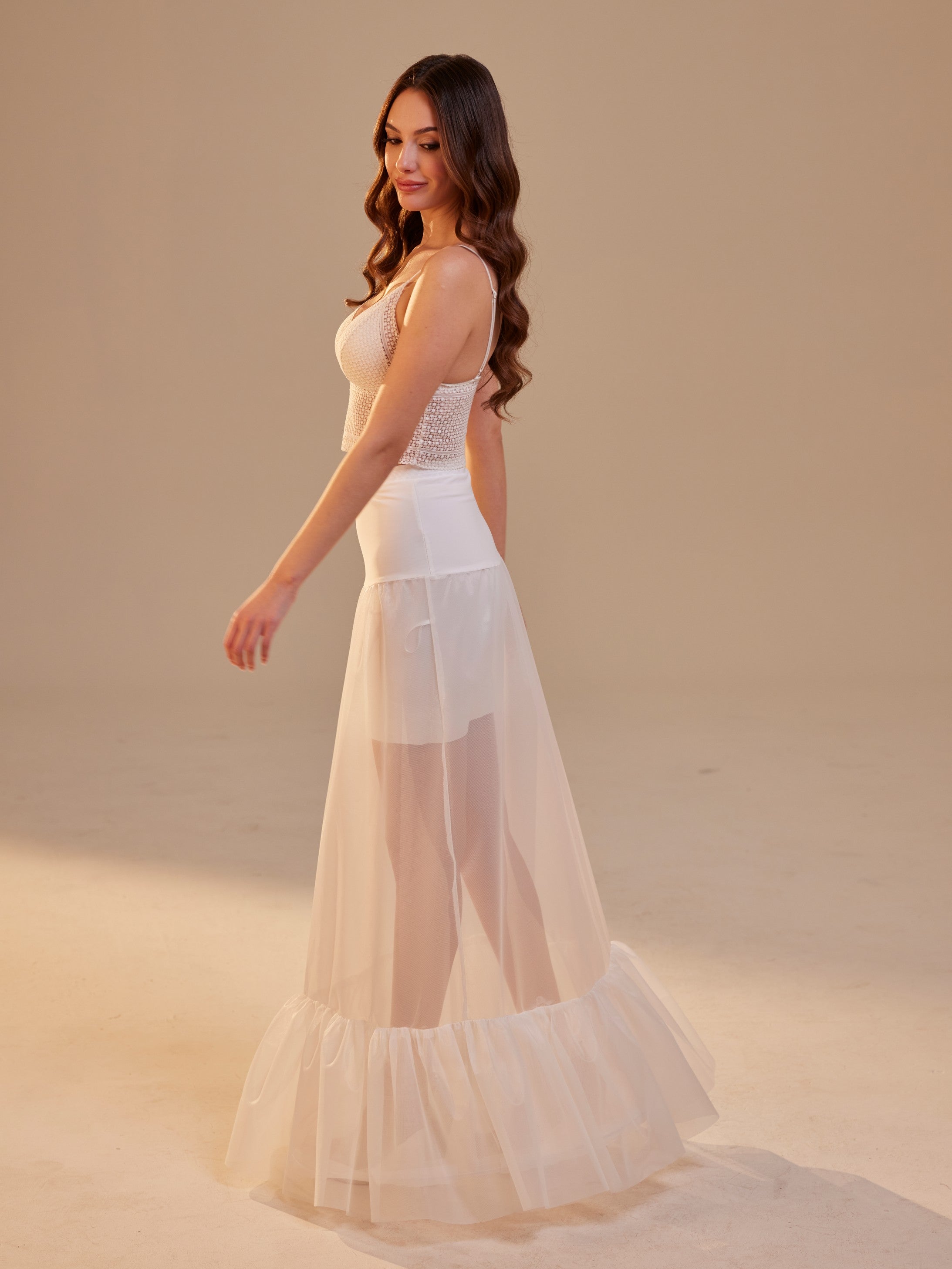 Mermaid Petticoat Skirt with Waist Corsage , Bridal Crinoline Slip – Bridal Port, view 7