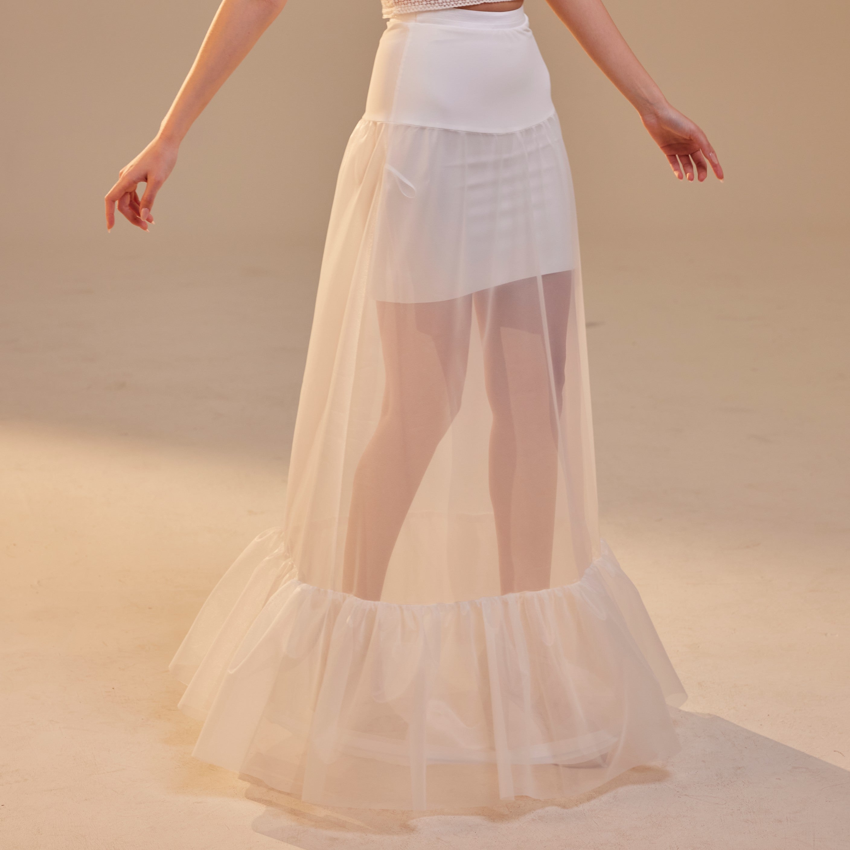Mermaid Petticoat Skirt with Waist Corsage , Bridal Crinoline Slip – Bridal Port, view 9