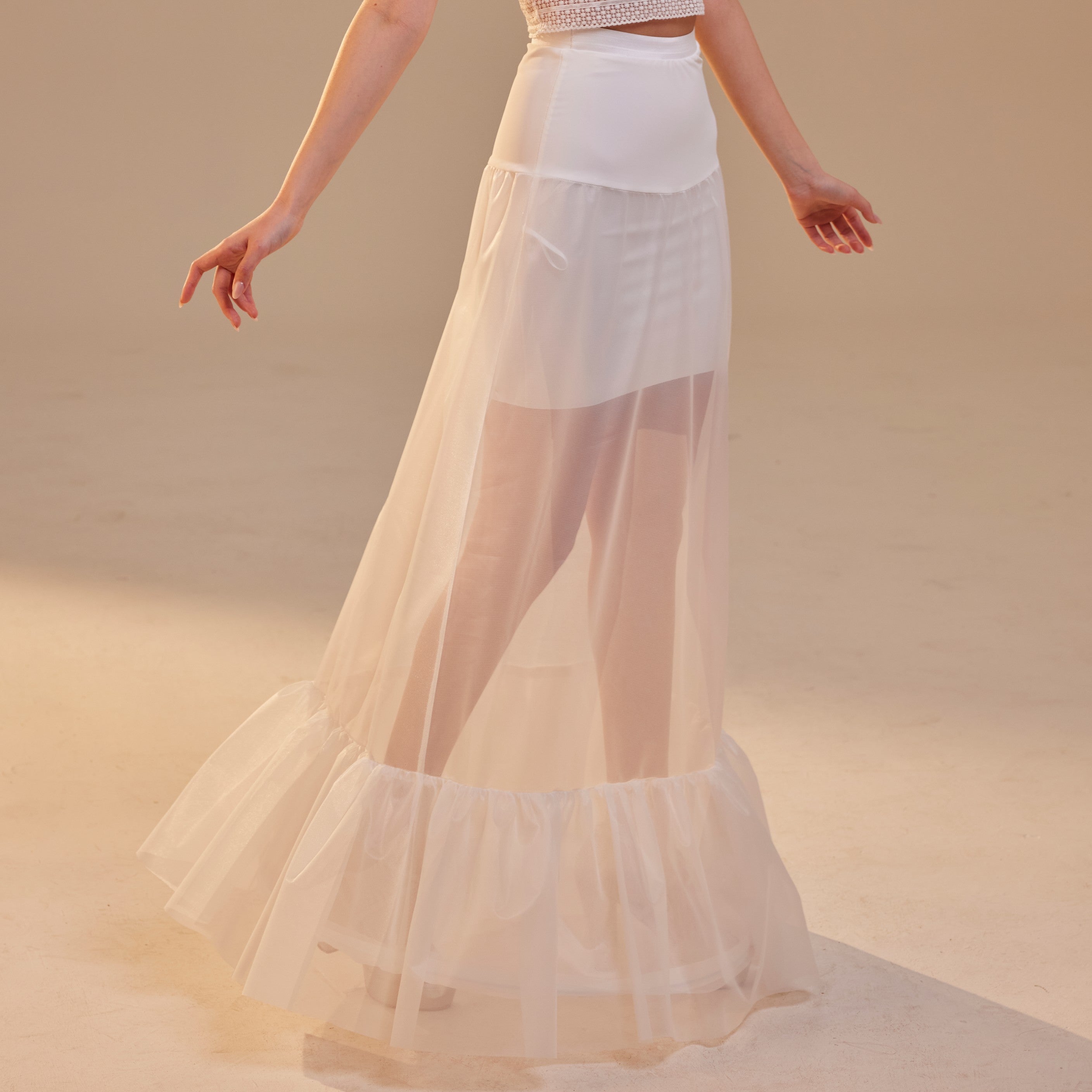 Mermaid Petticoat Skirt with Waist Corsage , Bridal Crinoline Slip – Bridal Port, view 10