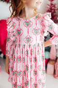 Mila & Rose ® Merry Mistletoe 3/4 Sleeve Ruffle Twirl Dress — main product shot