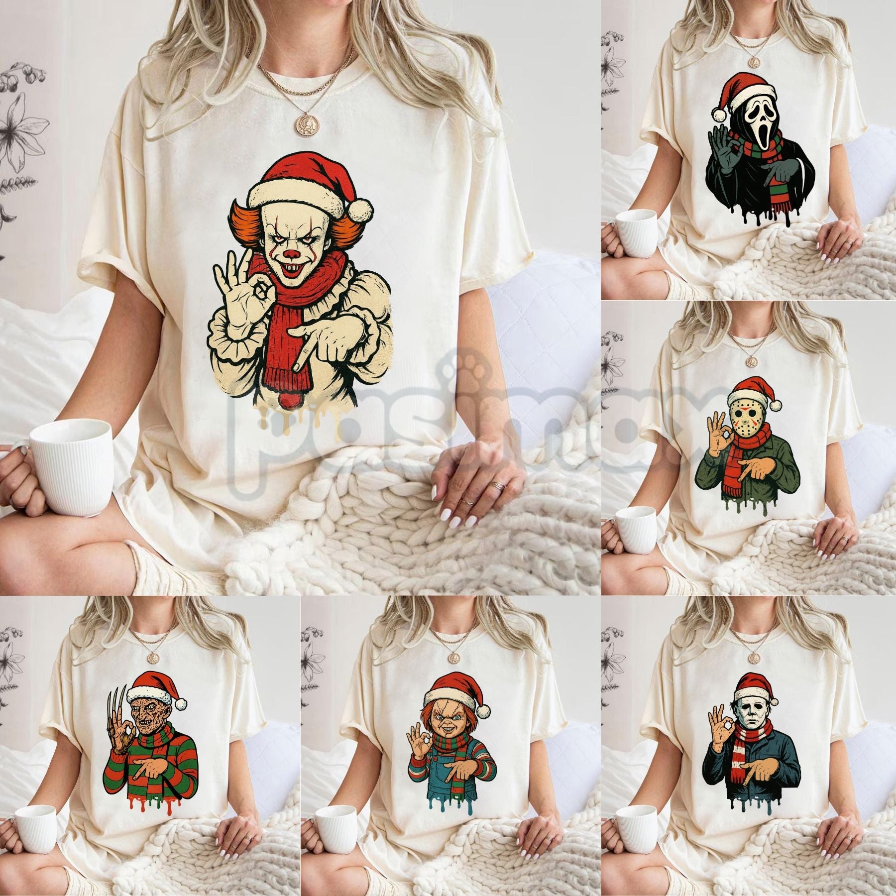 Pasimax Merry Creepmas "Six Seven" Hand Sign T-Shirt - Funny Christmas 6 7 Tee, Dark Humor Holiday Apparel — main product sho