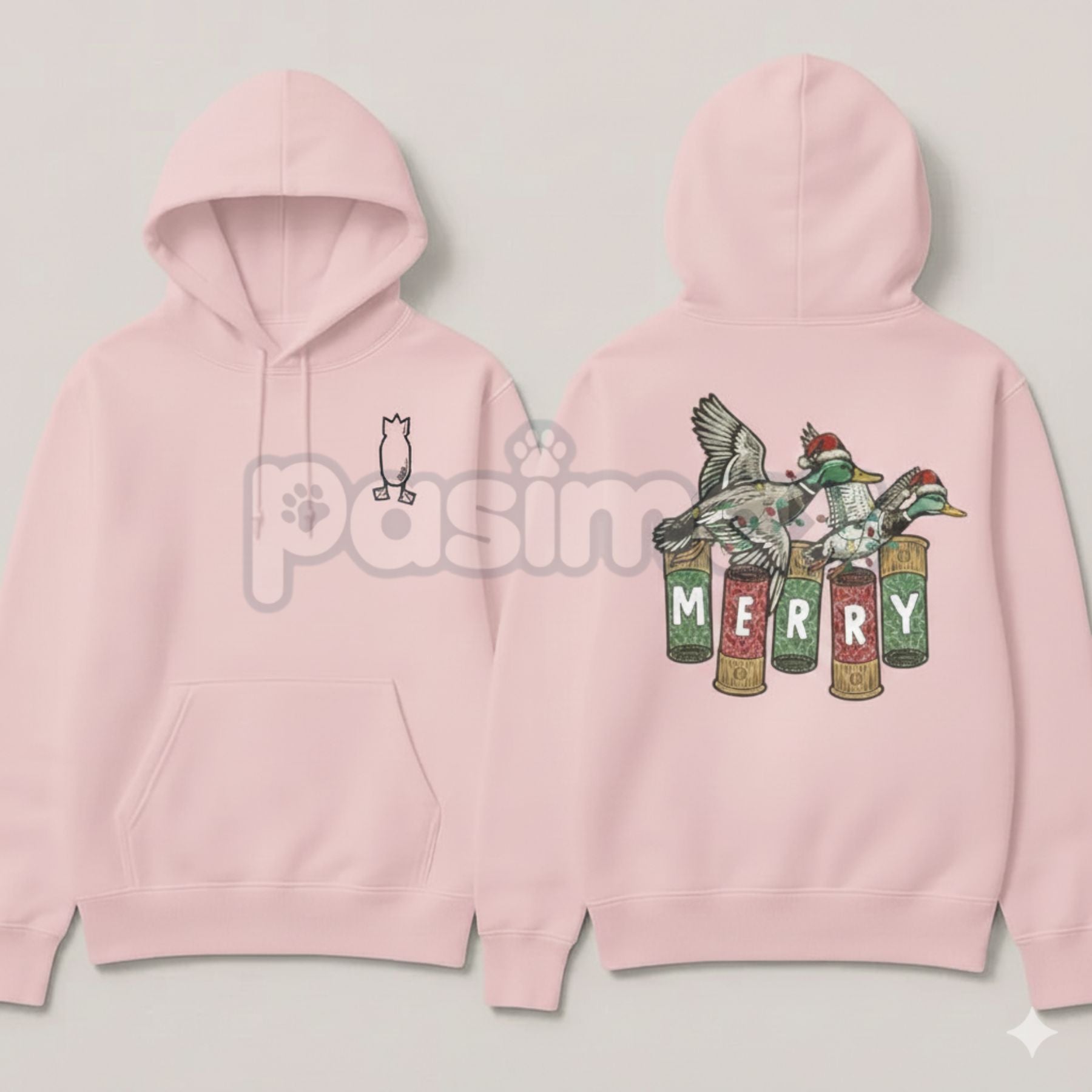 Pasimax Merry Duck Hoodie – Funny Christmas Duck Graphic Pullover, Festive Holiday Humor Apparel, Unisex — main product shot