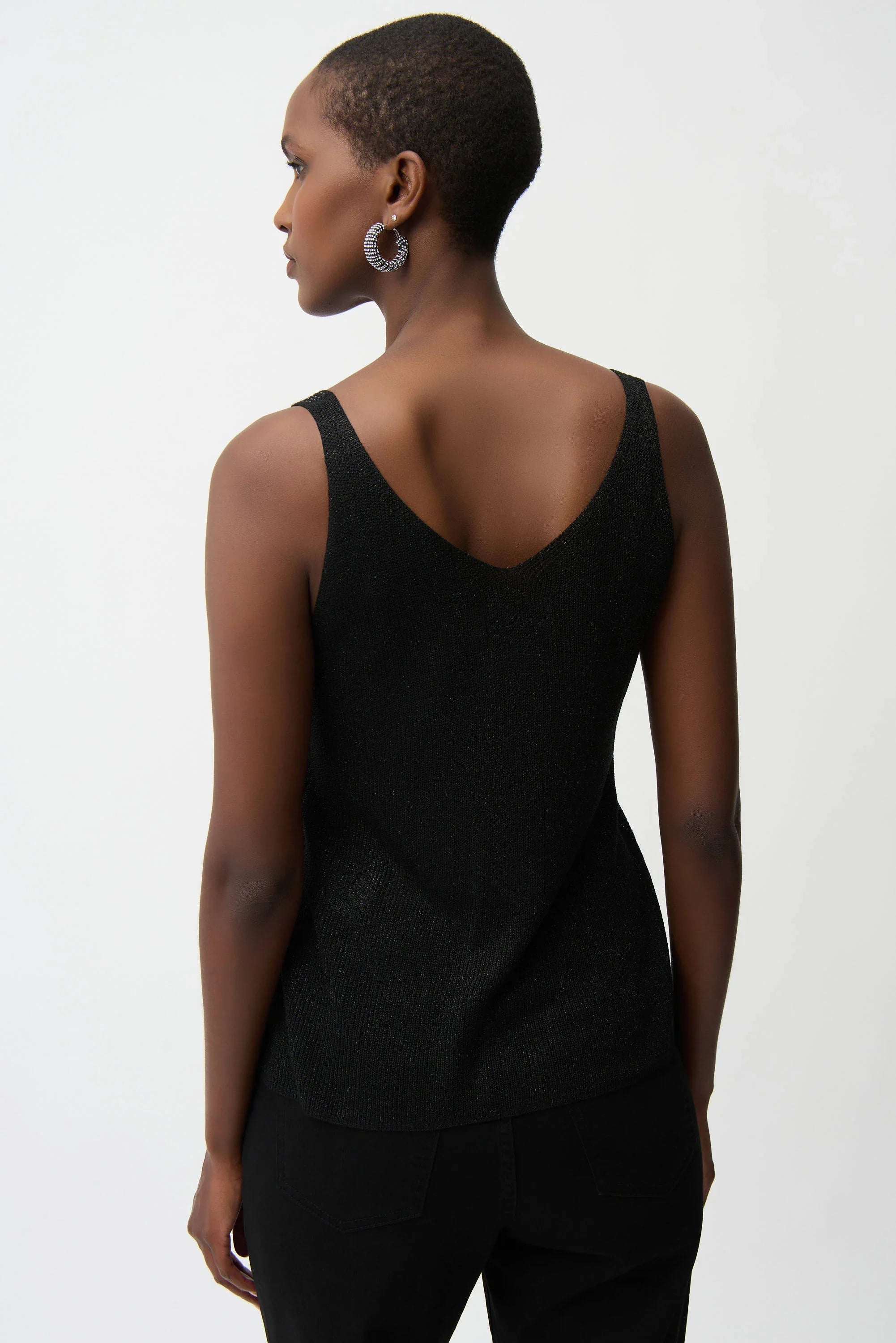KADOU BOUTIQUE Metallic Knitted Camisole with Rhinestones - 252915 — lifestyle context