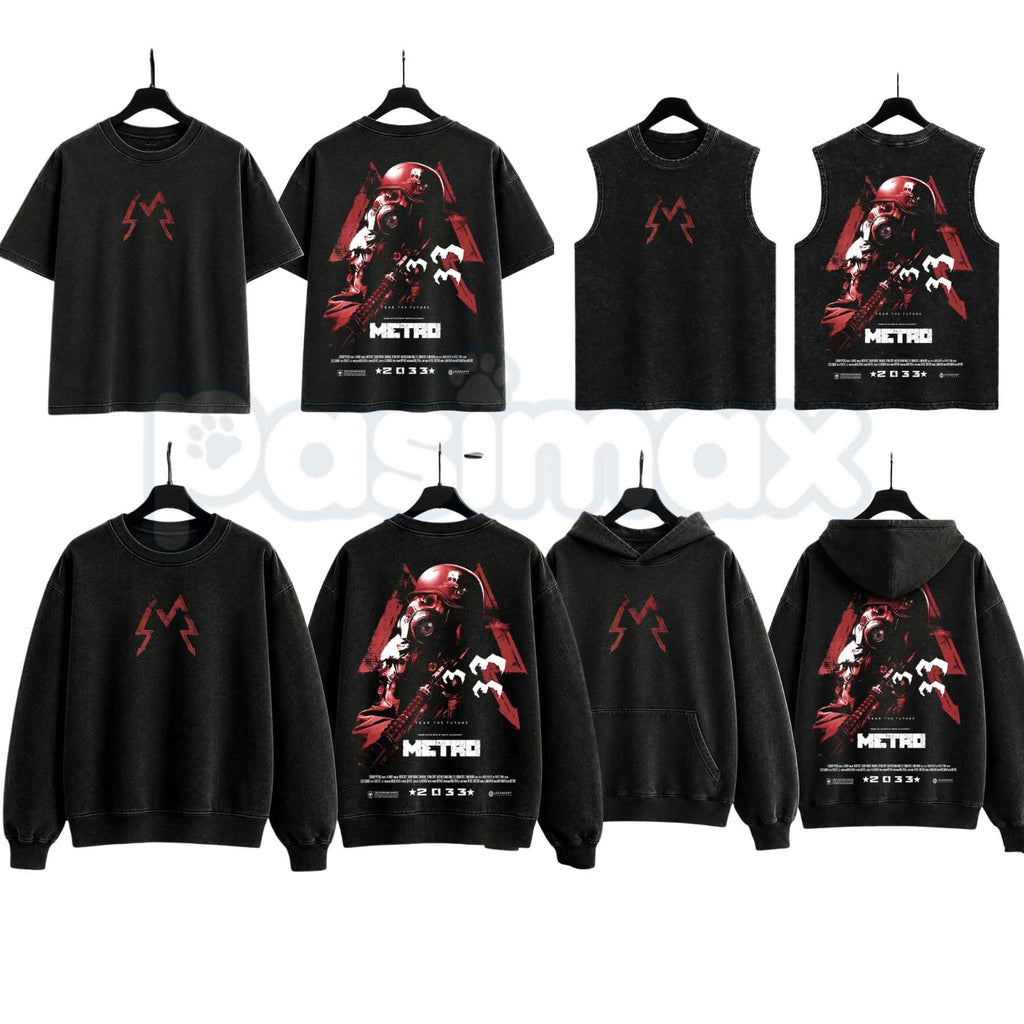 Metro 2033 Post-Apocalyptic Gaming Apparel – Retro Washed Graphic Oversized T-Shirt, Tank Top, Sweatshirt, Hoodie Vintage Streetwear