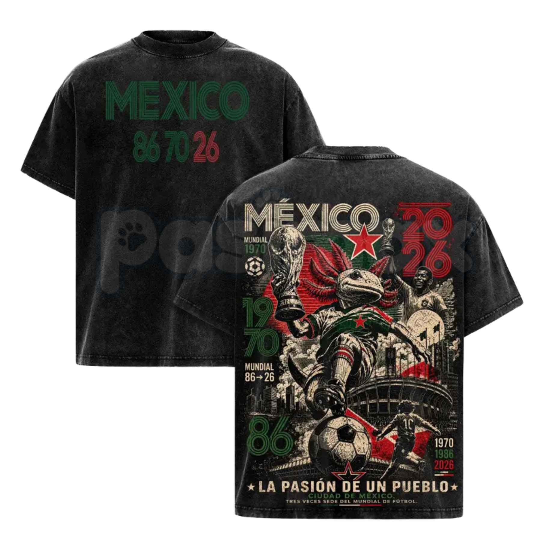 Mexico 86 70 26 Football T-Shirt – United World Tour 2026 Soccer Graphic Tee, Vintage Washed Retro Lightweight Cotton Tournament Top