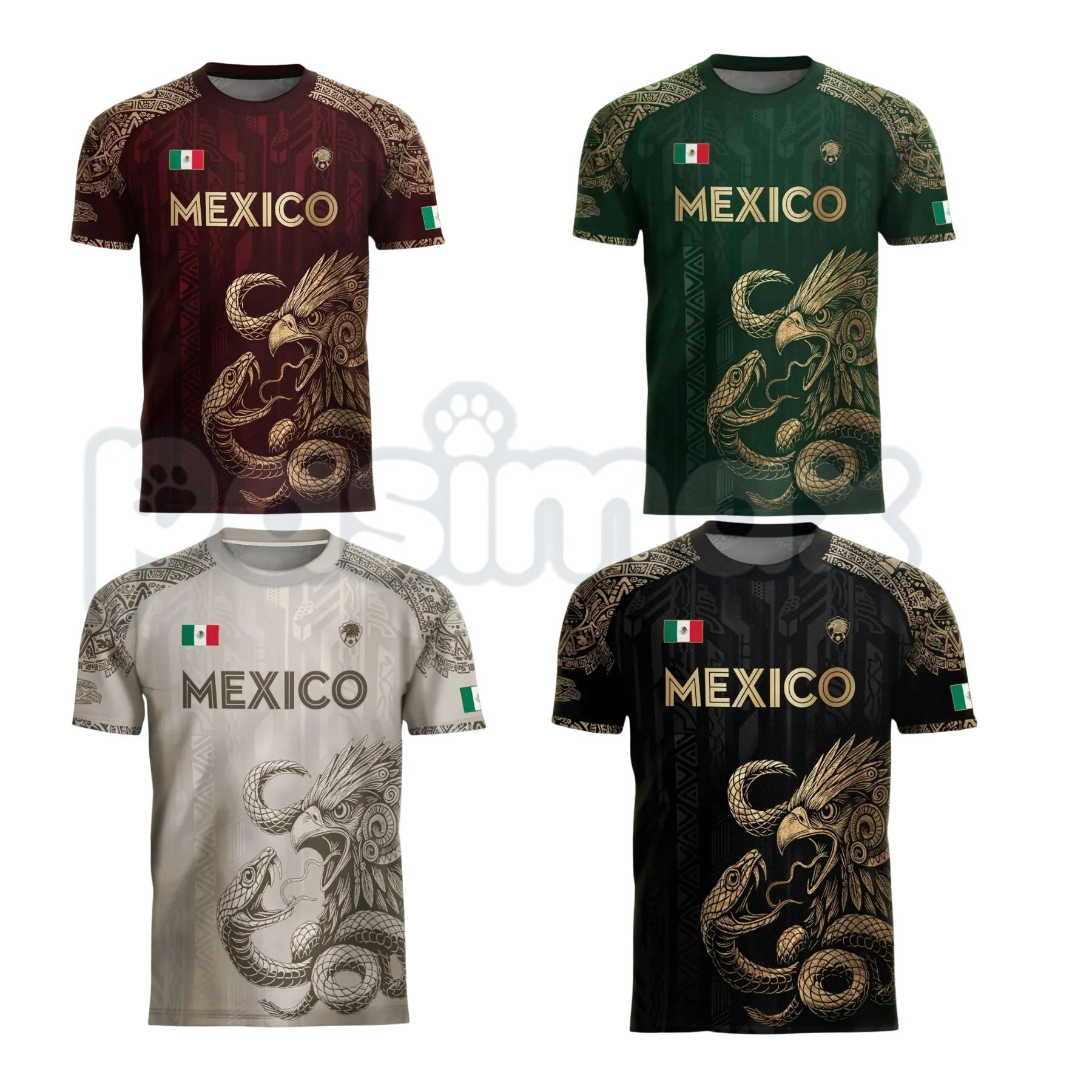 Mexico Aztec Eagle Heritage Soccer Jersey – All Over Print Men's Football Shirt, Mexican Pride Fan Apparel
