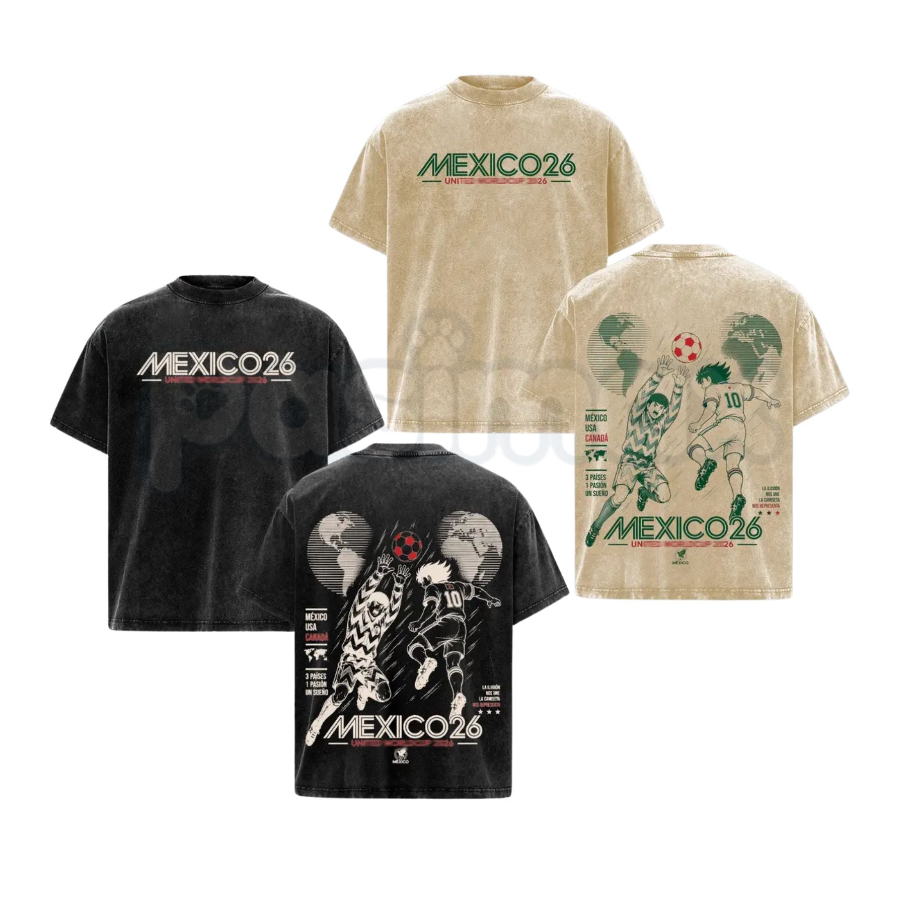 Mexico World Football Tour 2026 T-Shirt – Retro Anime Soccer Graphic Tee, Vintage Washed Mexico Football Lightweight Cotton Unisex Top