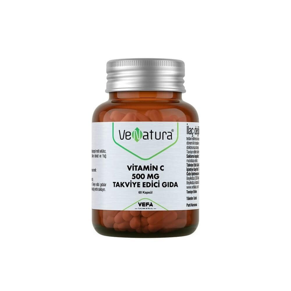 VeNatura Vitamin C Supplement 500mg - 60 Capsules for Immune System Support & Energy Boost