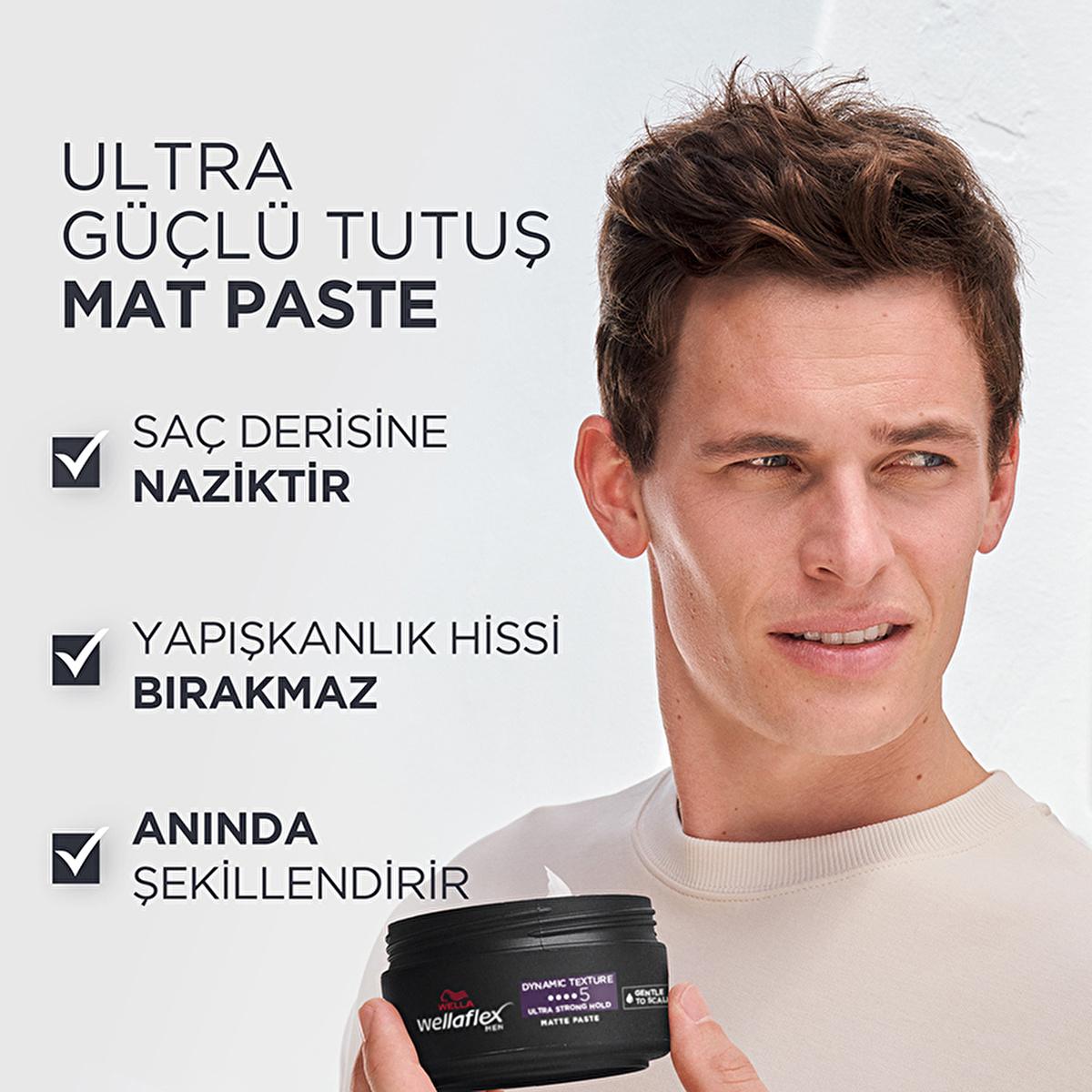 Wella Wellaflex Men Dynamic Texture Mat Paste - Ultra Strong Hold Hair Wax | 75 ml