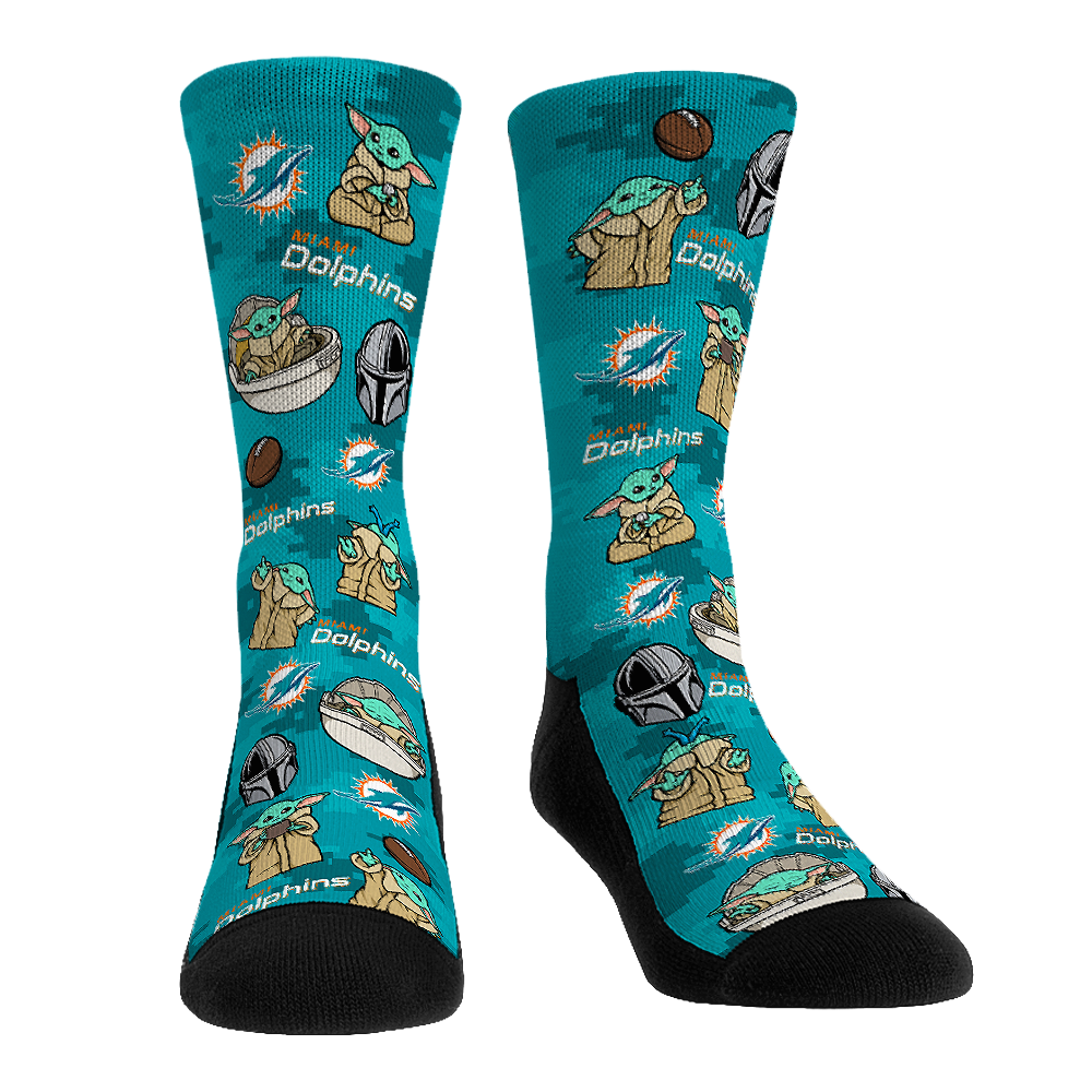 Rock 'Em Socks Rock 'Em Socks Miami Dolphins - Star Wars  - Grogu All-Over — main product shot