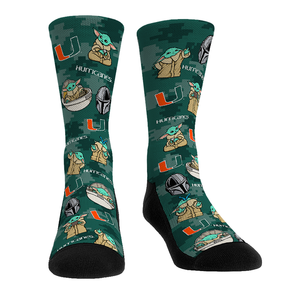 Rock 'Em Socks Rock 'Em Socks Miami Hurricanes - Star Wars  - Grogu All-Over — main product shot