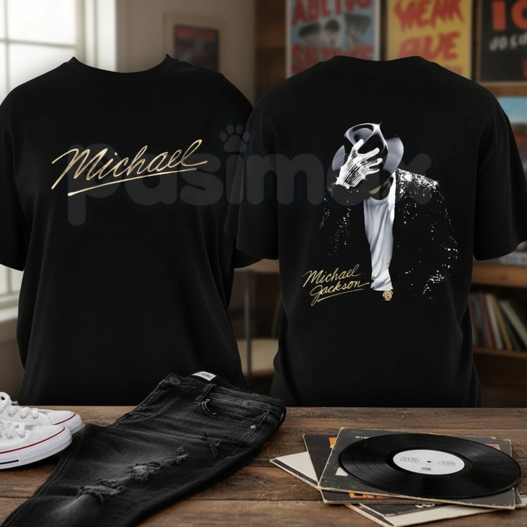 Michael Jackson "The King of Pop" T-Shirt – Iconic Dance Pose & Signature Graphic Tee, Premium 100% Cotton MJ Fan Top, Soft Lived-In Heavyweight Music Legend Shirt, Made in USA