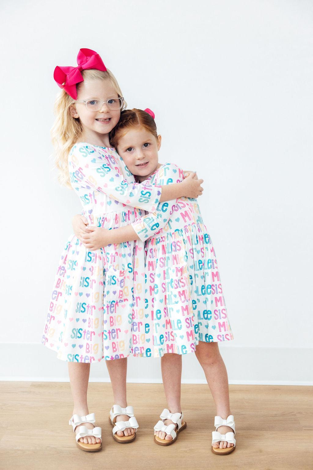 Mila & Rose ® Big Sister 3/4 Sleeve Pocket Twirl Dress — detail close-up