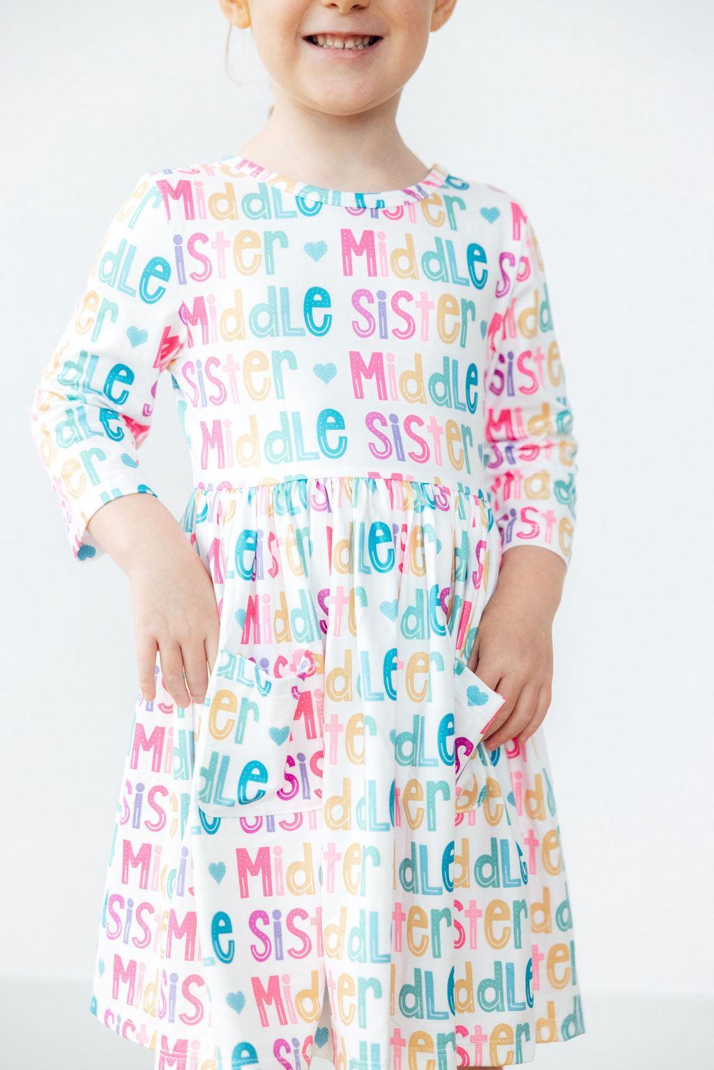 Mila & Rose ® Middle Sister 3/4 Sleeve Pocket Twirl Dress — main product shot