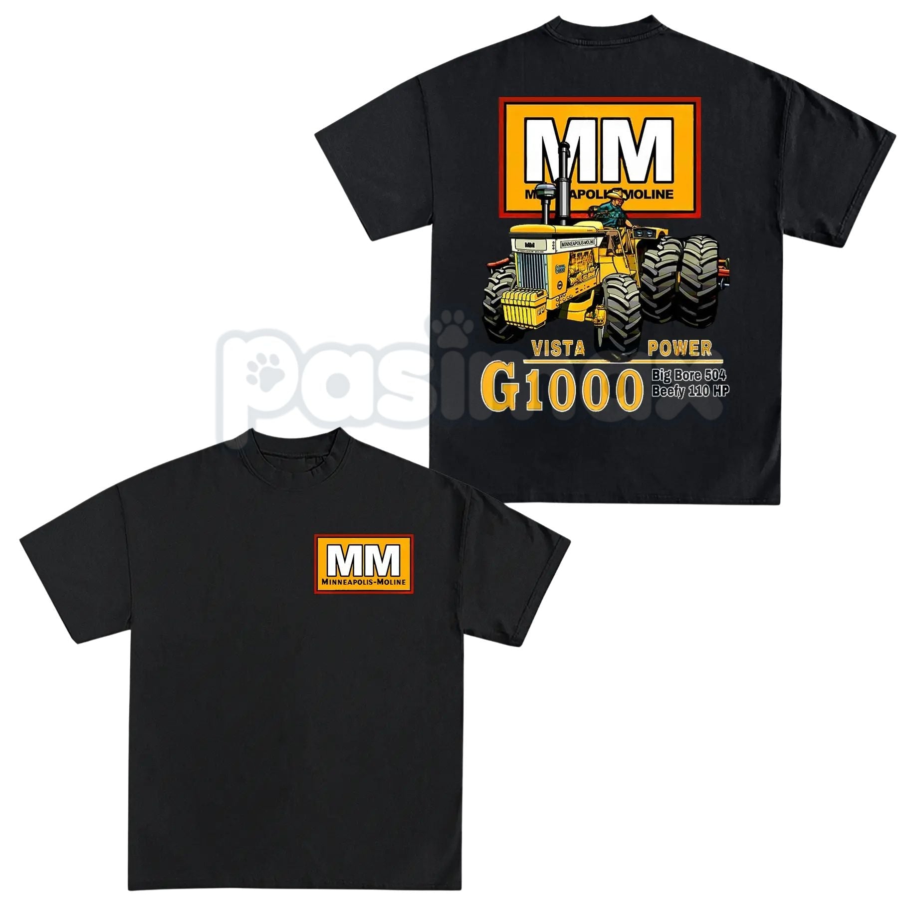 Pasimax Minneapolis-Moline Vista Power G1000 Tractor T-Shirt - Vintage Farm Equipment Graphic Tee, Classic Tractor Collector 