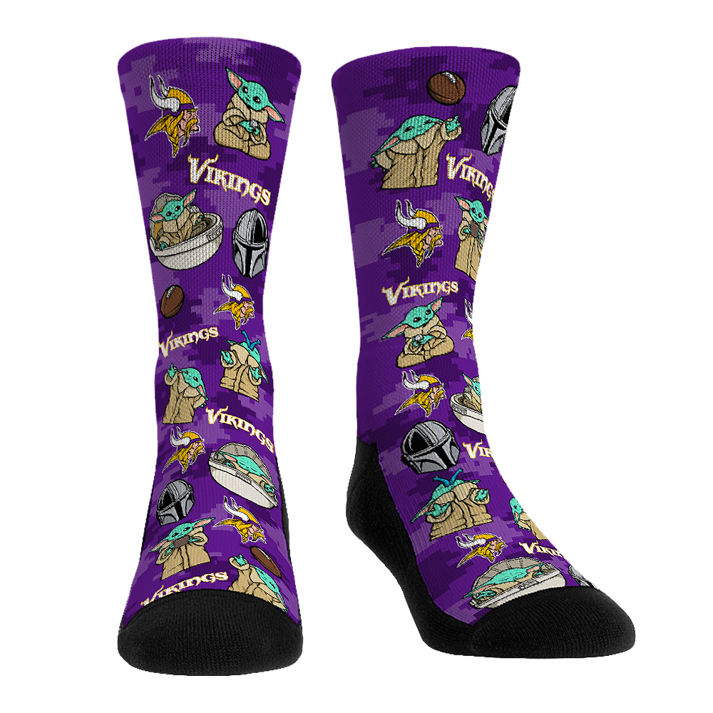 Rock 'Em Socks Rock 'Em Socks Minnesota Vikings - Star Wars  - Grogu All-Over — main product shot