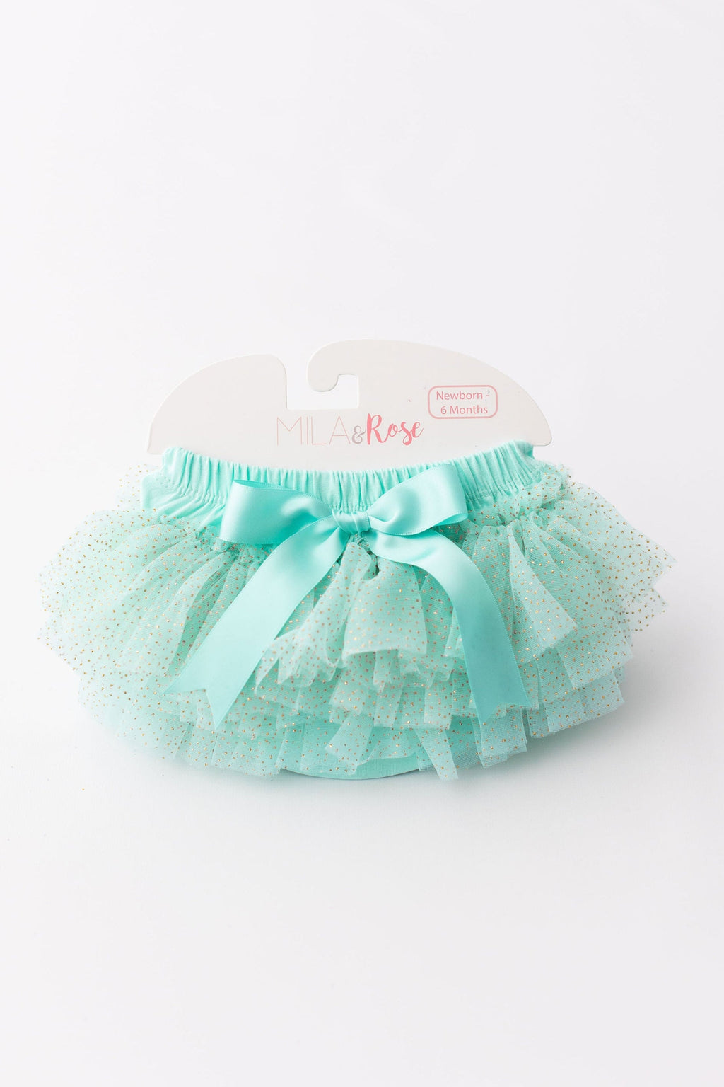 Mila & Rose ® Mint & Gold Glitter Ruffle Tutu Bloomer — main product shot