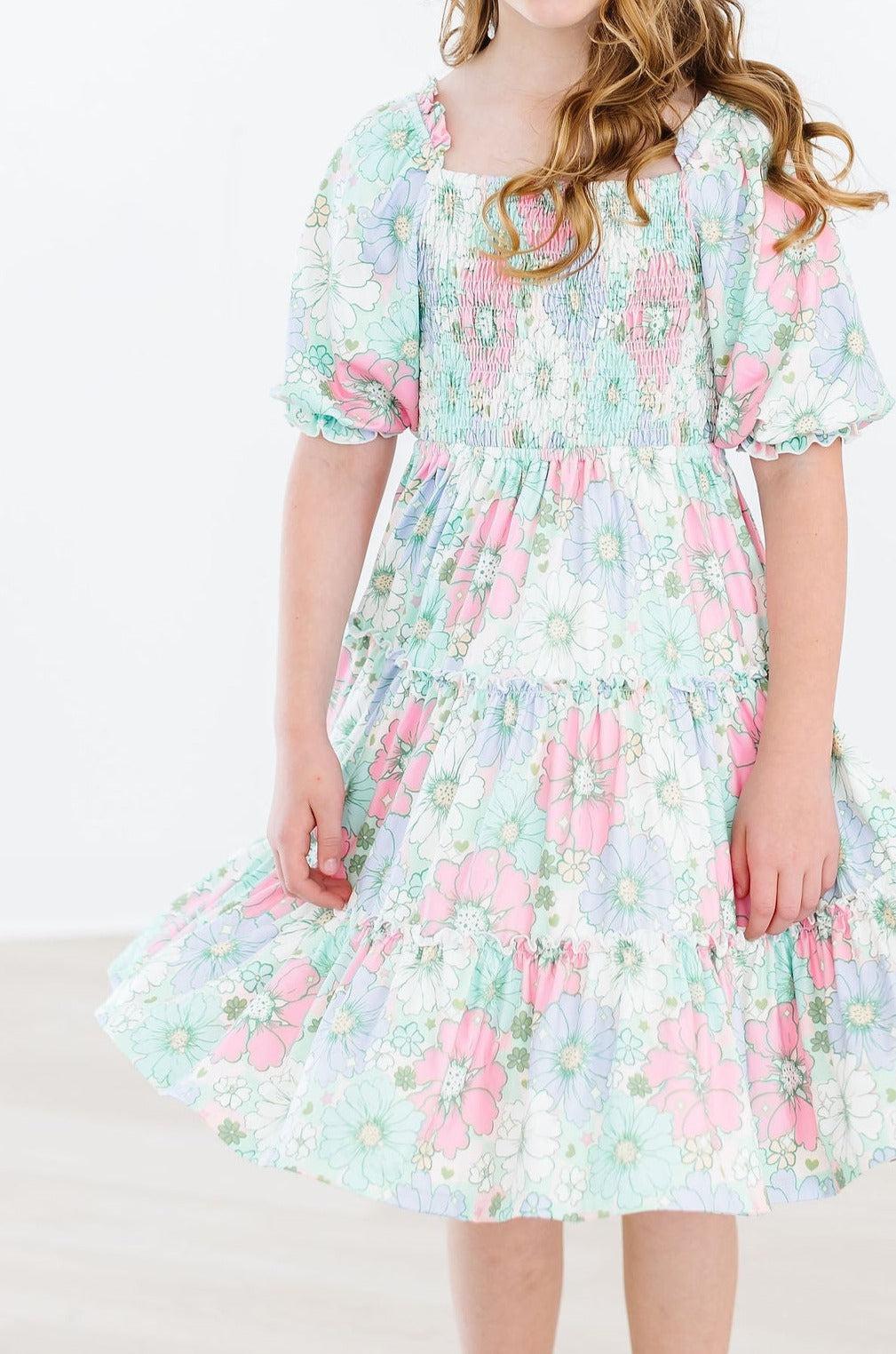 Mila & Rose ® Minty Meadow Smocked Ruffle Dress — alternative angle