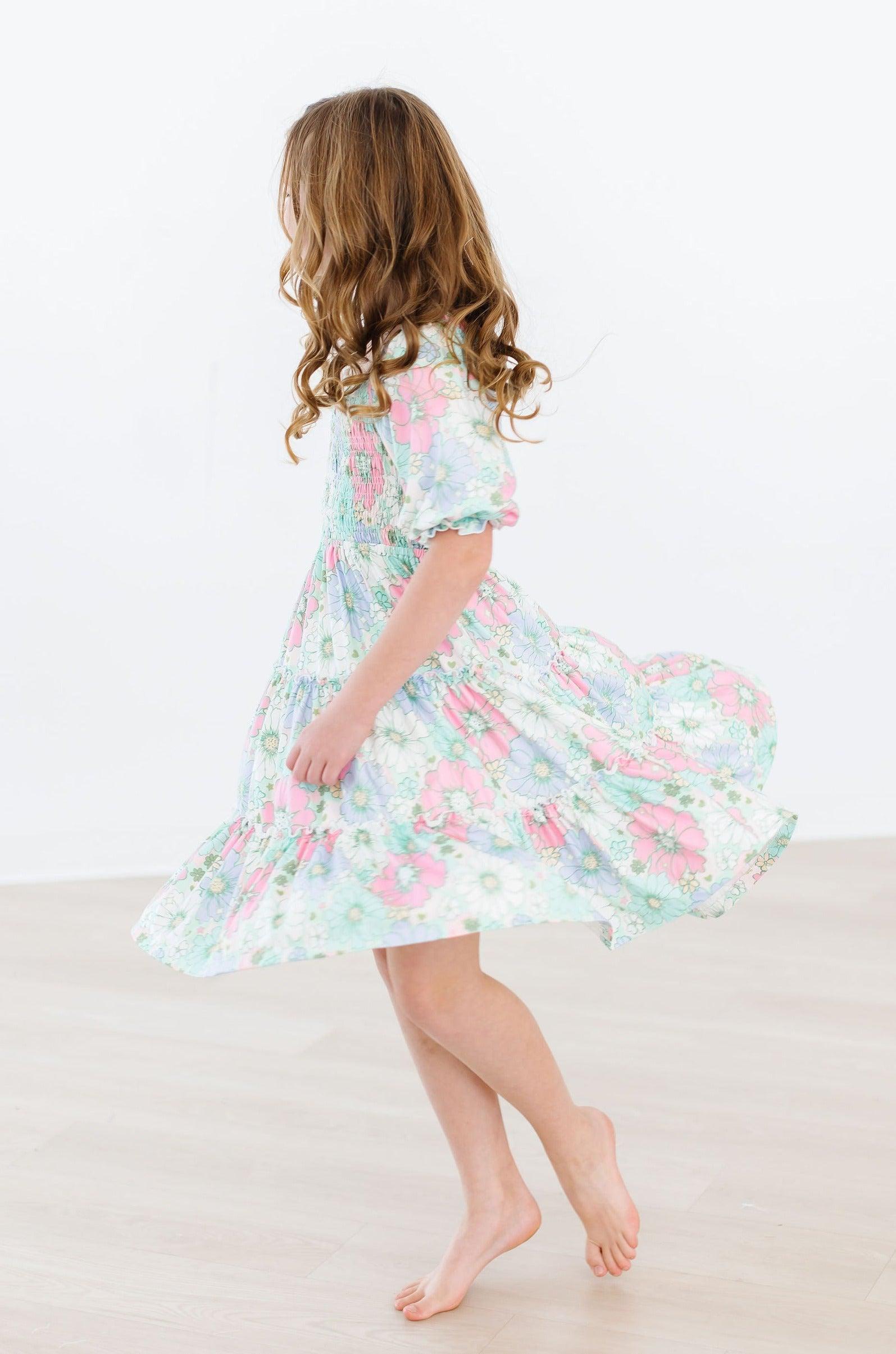 Mila & Rose ® Minty Meadow Smocked Ruffle Dress — size reference
