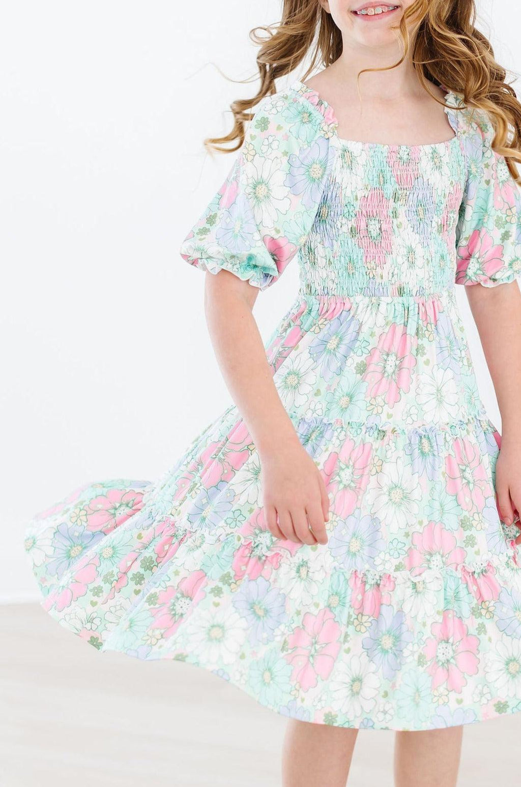 Mila & Rose ® Minty Meadow Smocked Ruffle Dress — lifestyle context